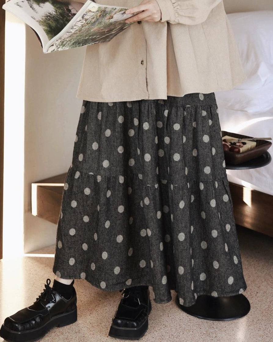 ドット柄フレアくすみスカート 10073