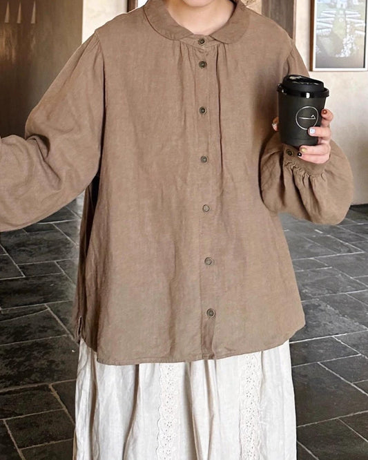 ラウンドカラーリラックスパフブラウス 10052