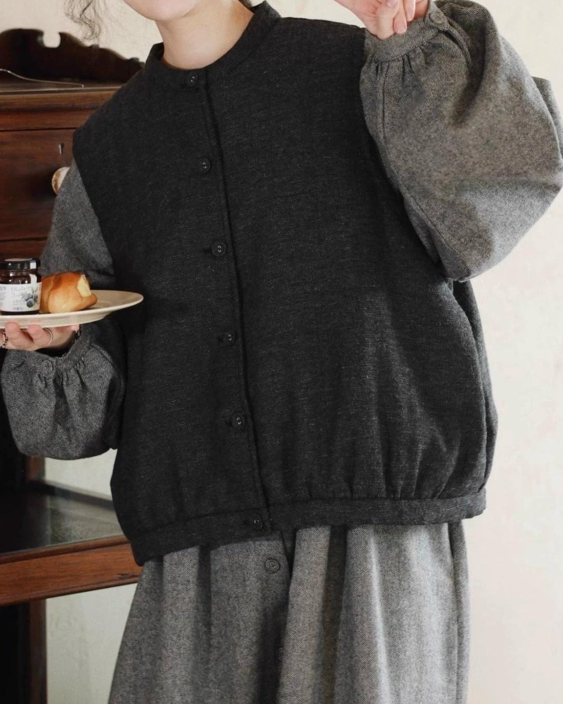 ディープヘザーシングルブレストベスト 10067