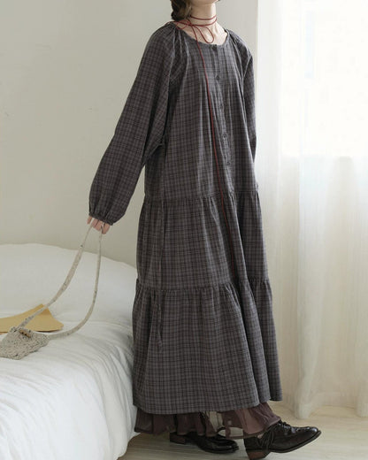 ロッカチェックハーフボタンワンピース 10239