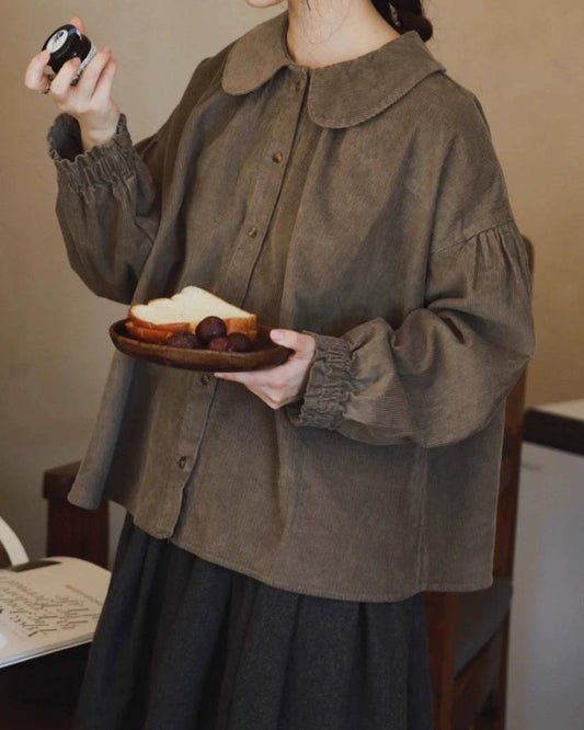 ラウンドカラーフレアブラウス 10071