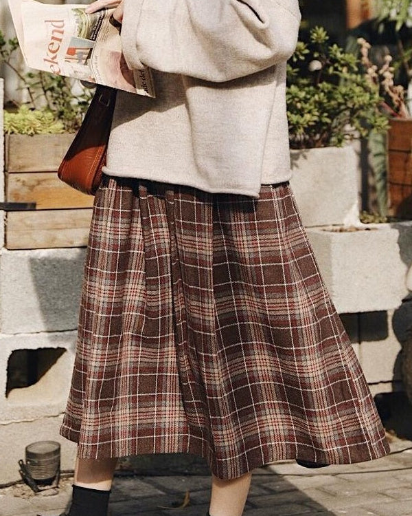 ラインプリーツレトロチェックスカート 10123