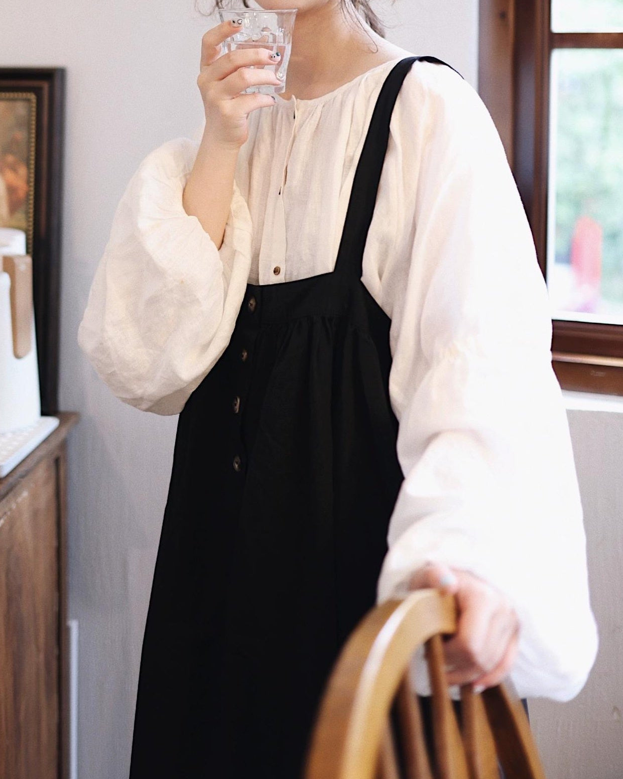 レトロボタンサスペンダーワンピース 10113