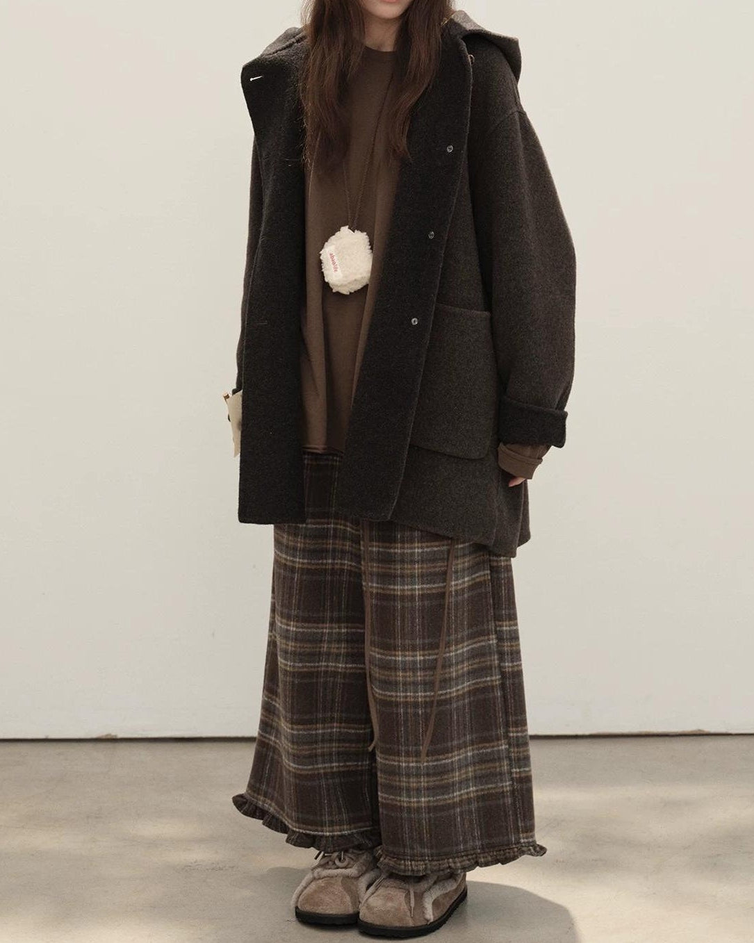 メロウチェックウールワイドパンツ 10149