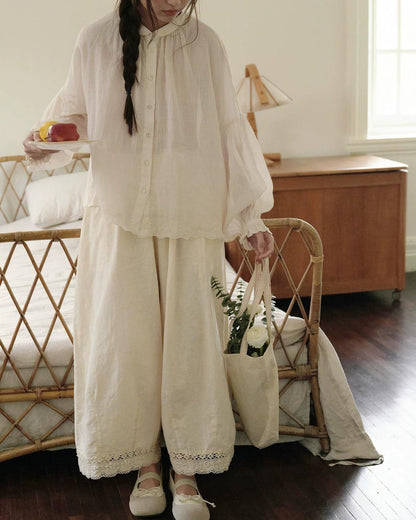 エンブロイダリーパフスリーブブラウス 10270