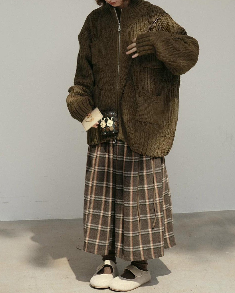 ハイネックジッパーポケットカーディガン 10174