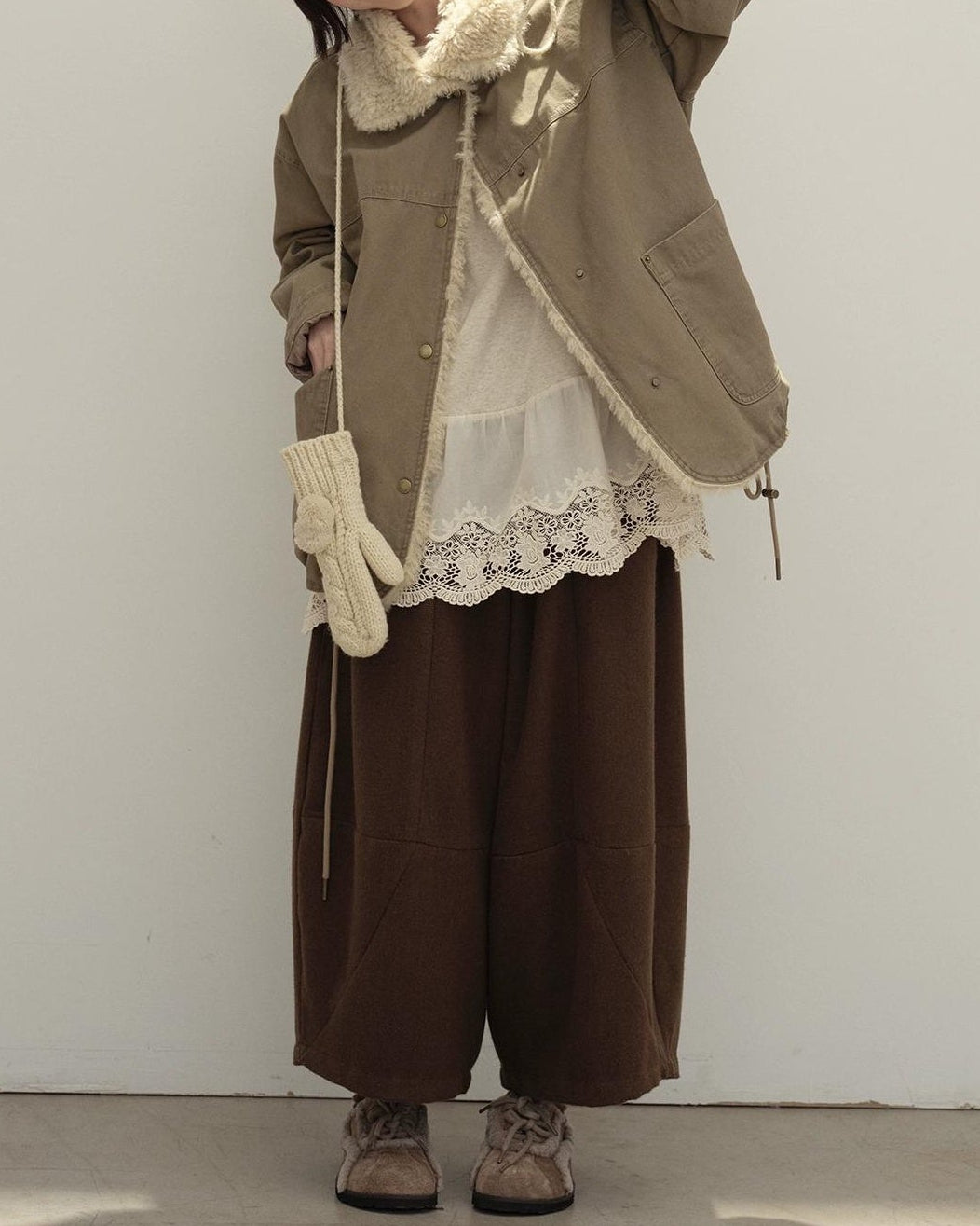 リラックスラペルフリースパーカーコート 10137