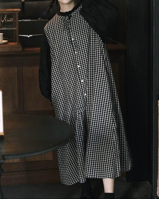 チェック柄リボンベストワンピース 10058