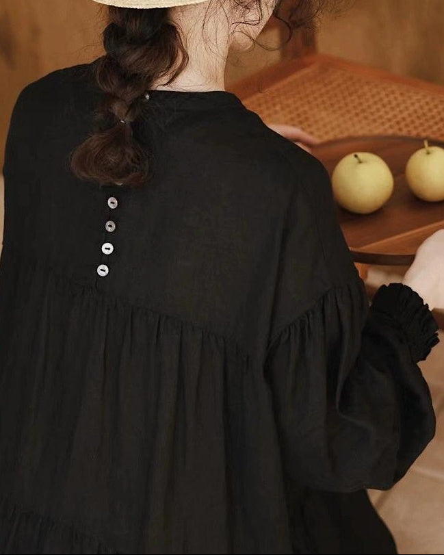 バックボタンエアリーティアードドレス 10083