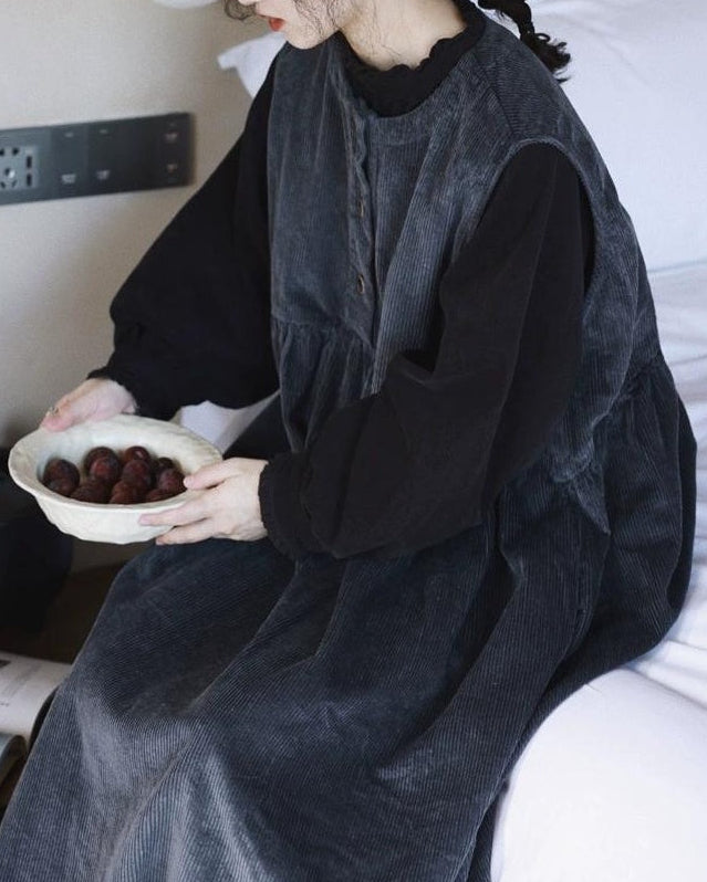 ハーフボタンコーデュロイベストワンピース 10062