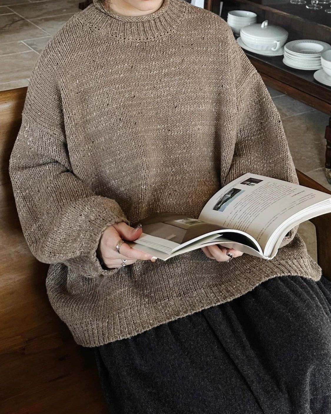 パフスリーブリラックスニットプルオーバー 10033