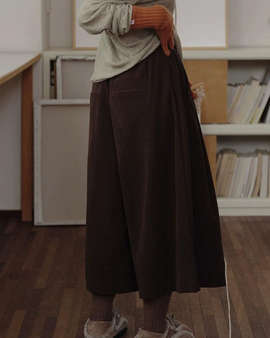 ノーブルコーデュロイミドルワイドパンツ 10158