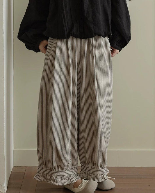 フリルヘムストライプワイドレッグ 10276