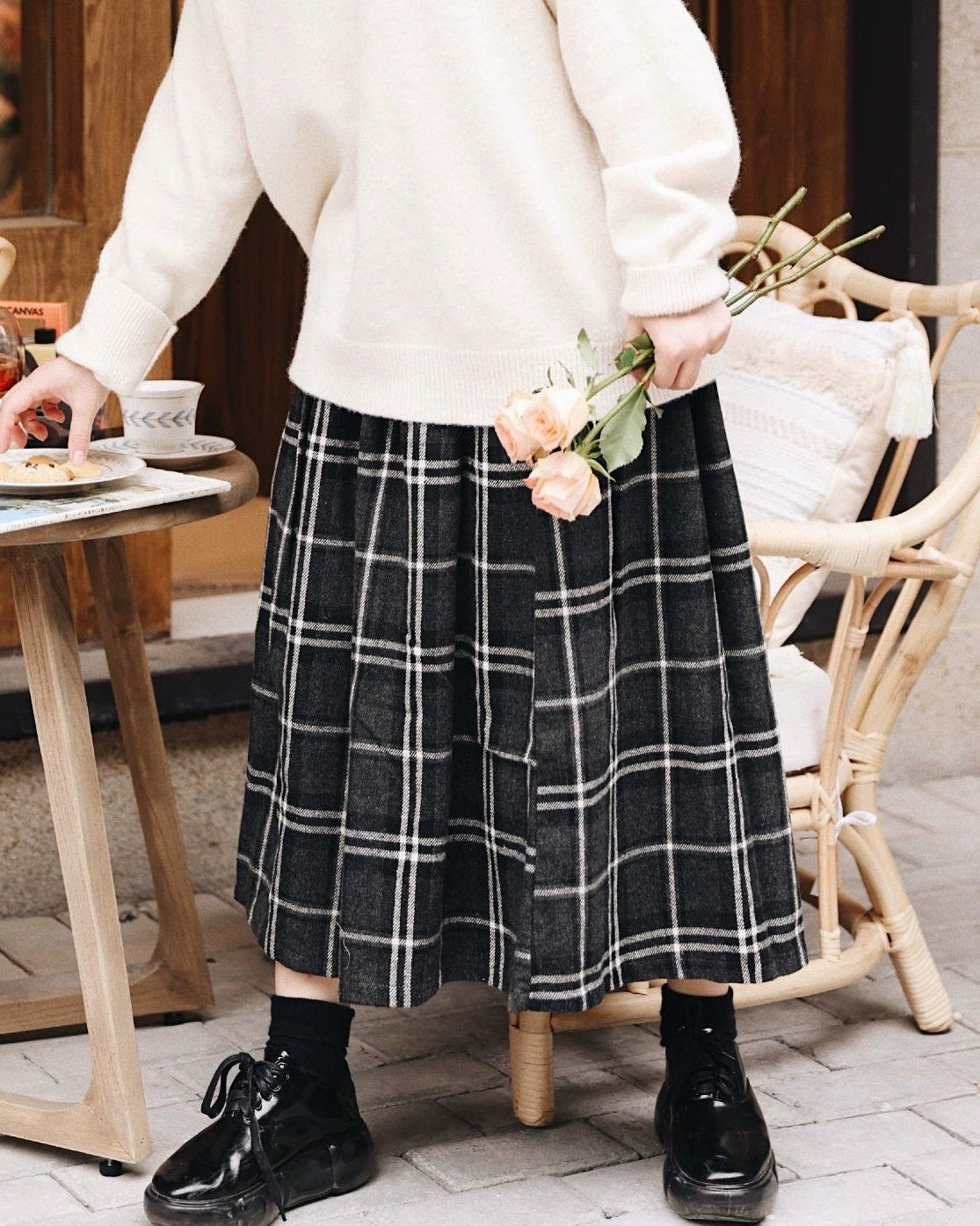 フォルムチェックAラインスカート 10124