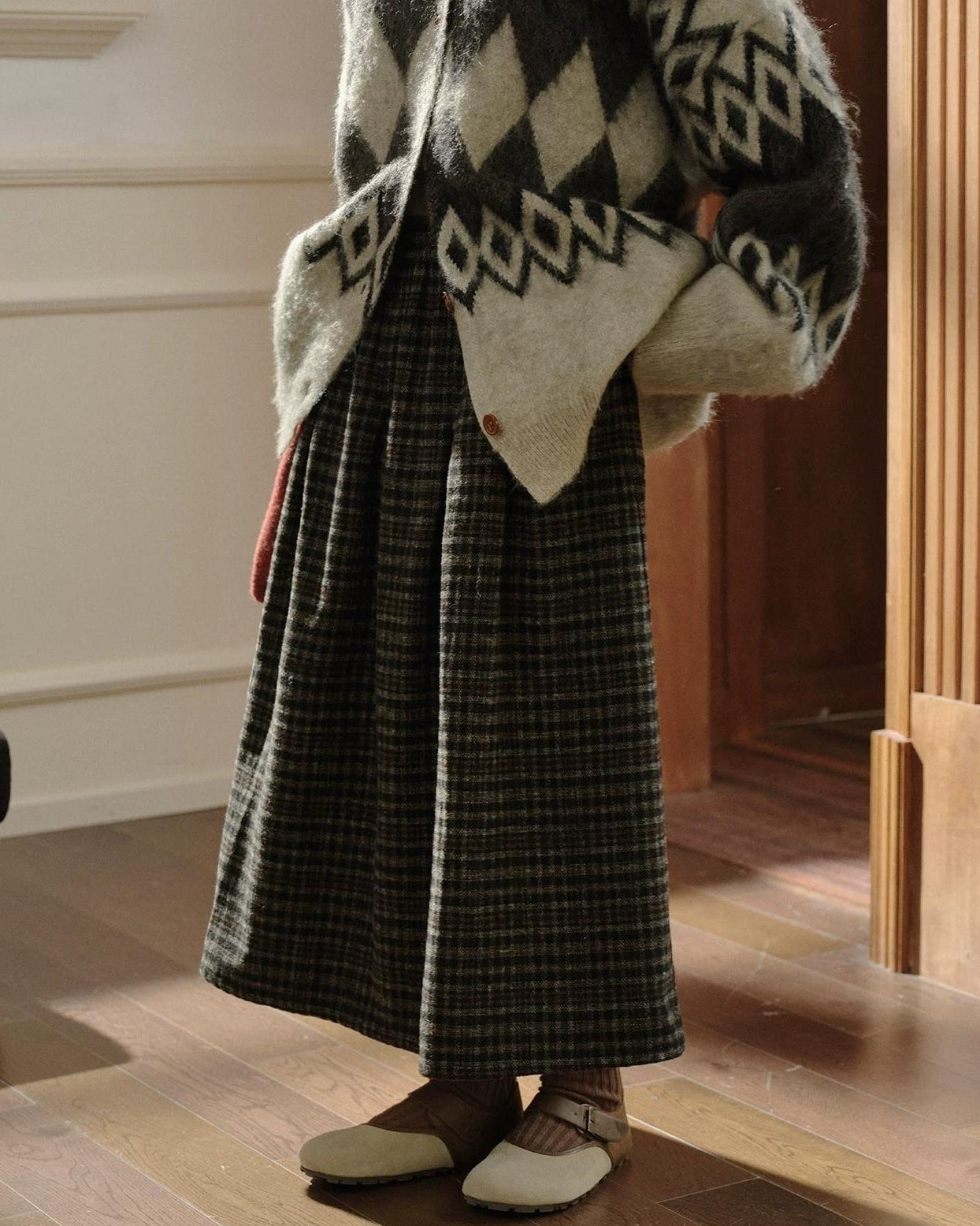 ノルディアフリッセチェックロングスカート 10291