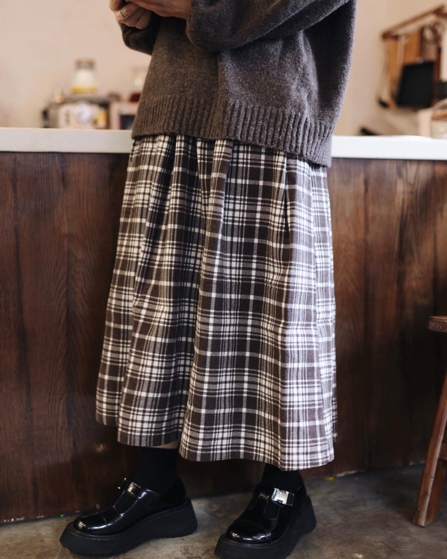 ミュークチェックAラインスカート 10111