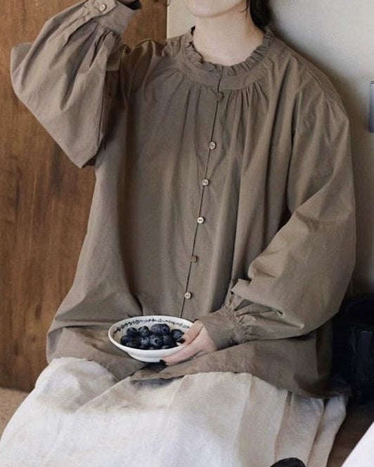 フリルカラーフレアブラウス 10023