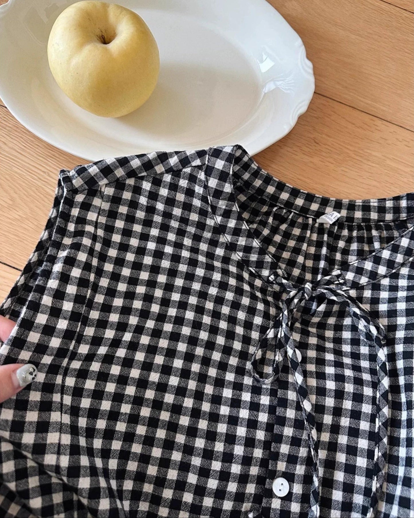 チェック柄リボンベストワンピース 10058