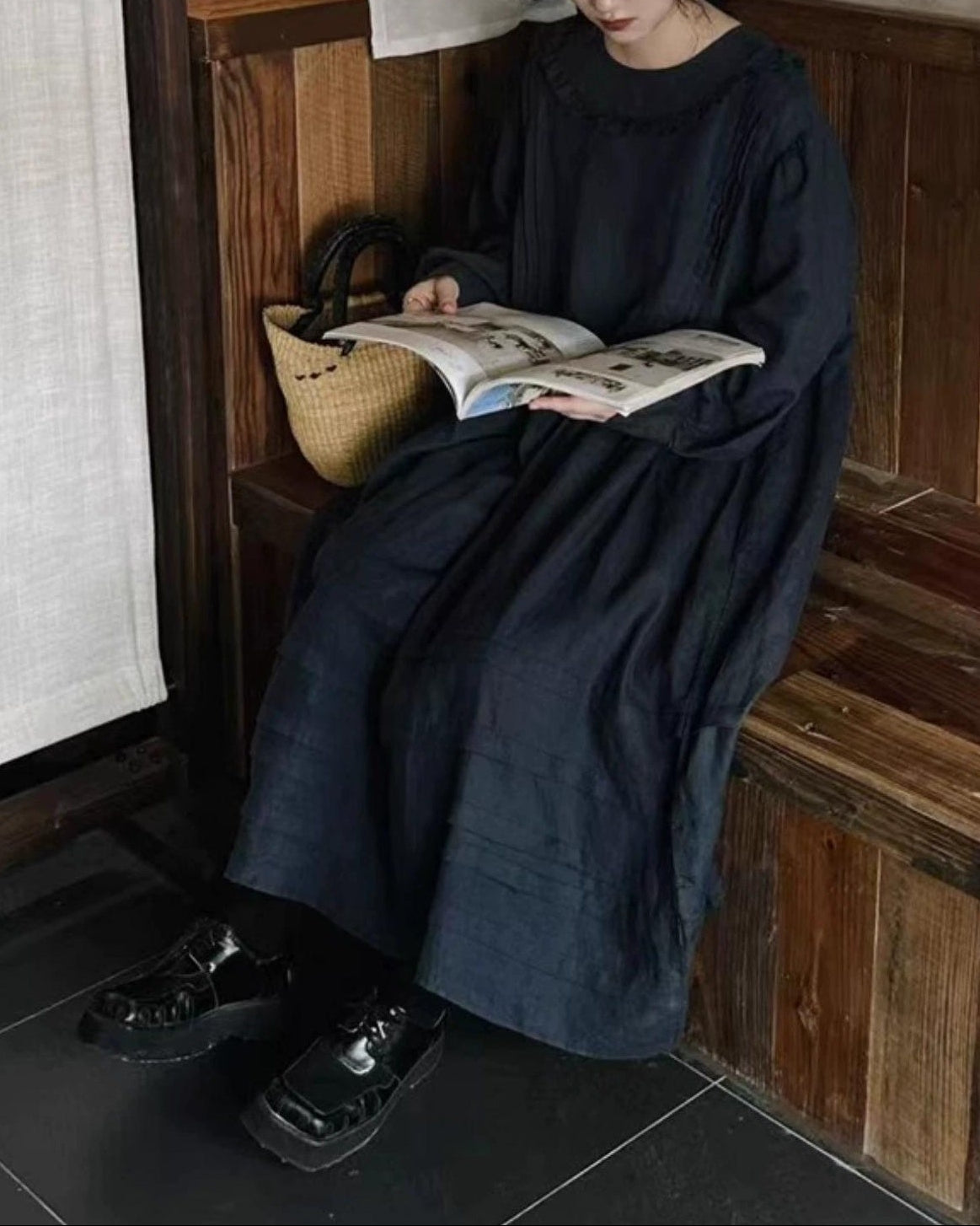 フリルカラーナチュラルワンピース 10013