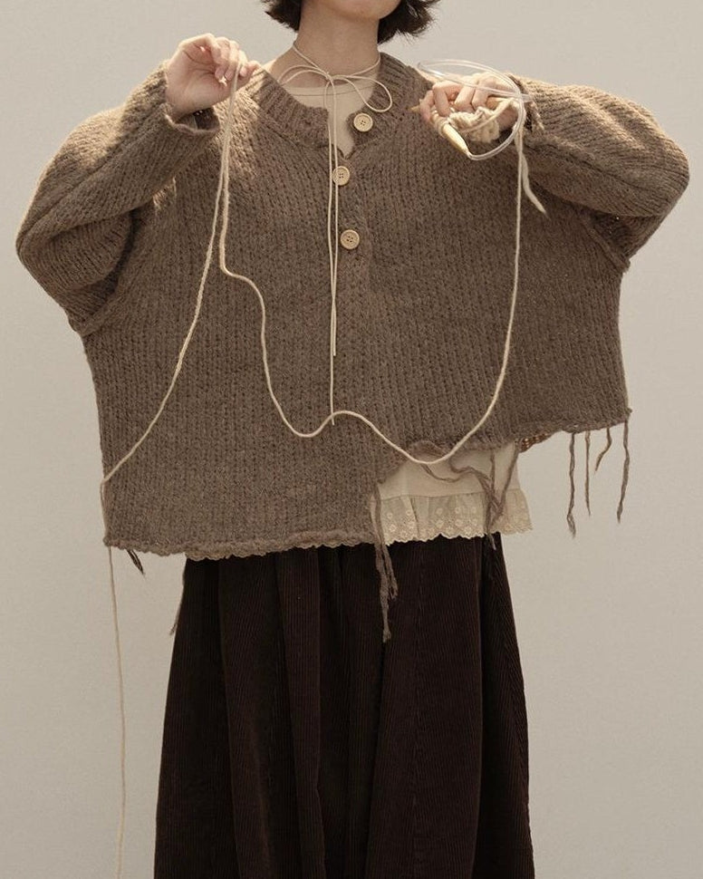 アートタッセルハーフボタンニット 10139
