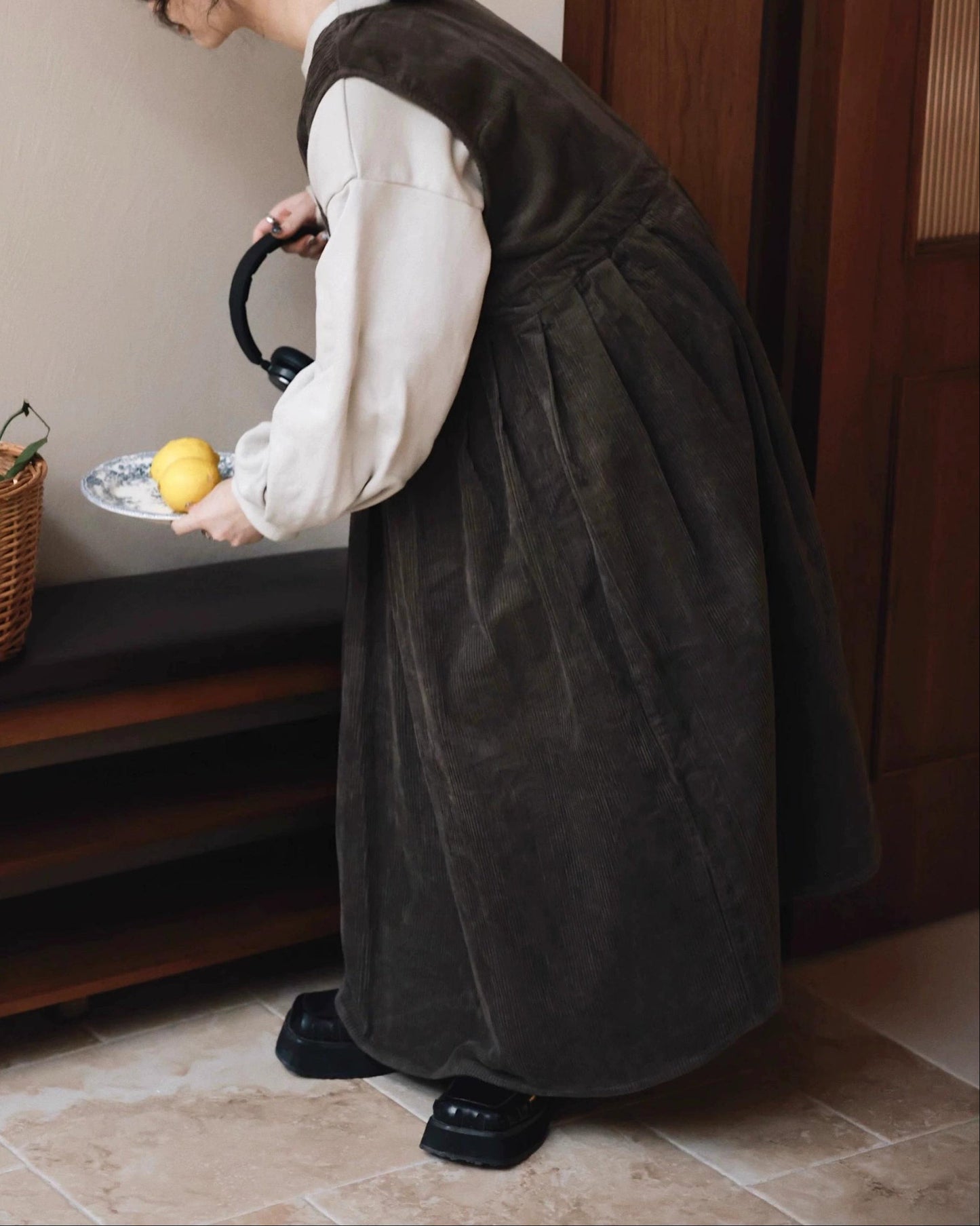 ハイウエストレトロベストワンピース 10036