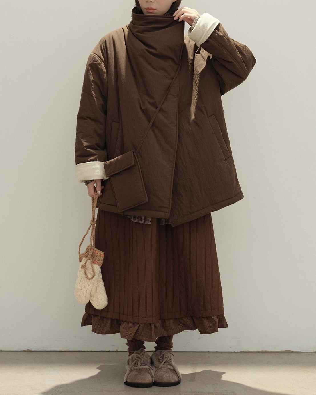 スタンドカラーミニマルノルディカ コート 10133