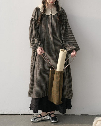 ストライプナチュラルリボンワンピース 10217