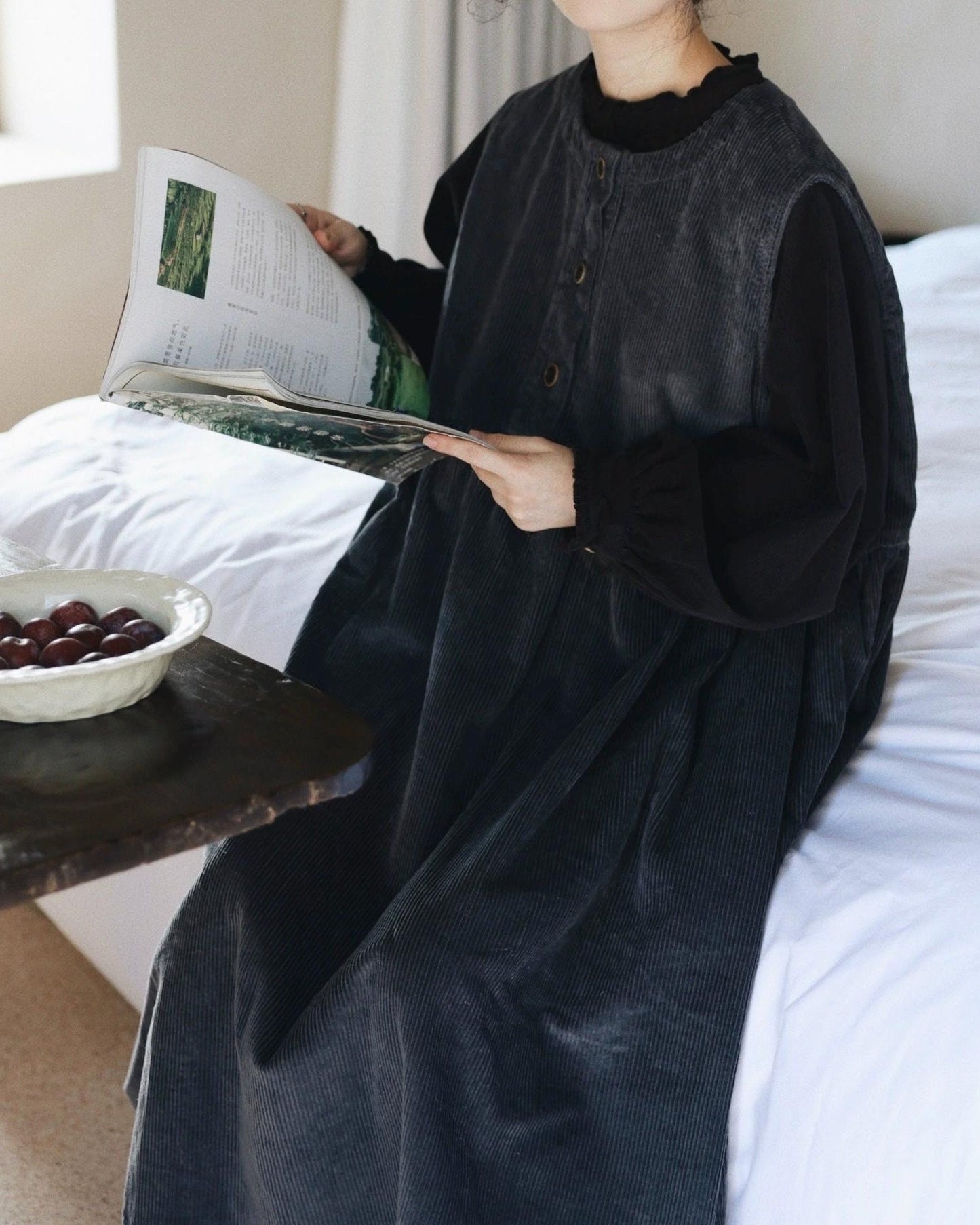 ハーフボタンコーデュロイベストワンピース 10062