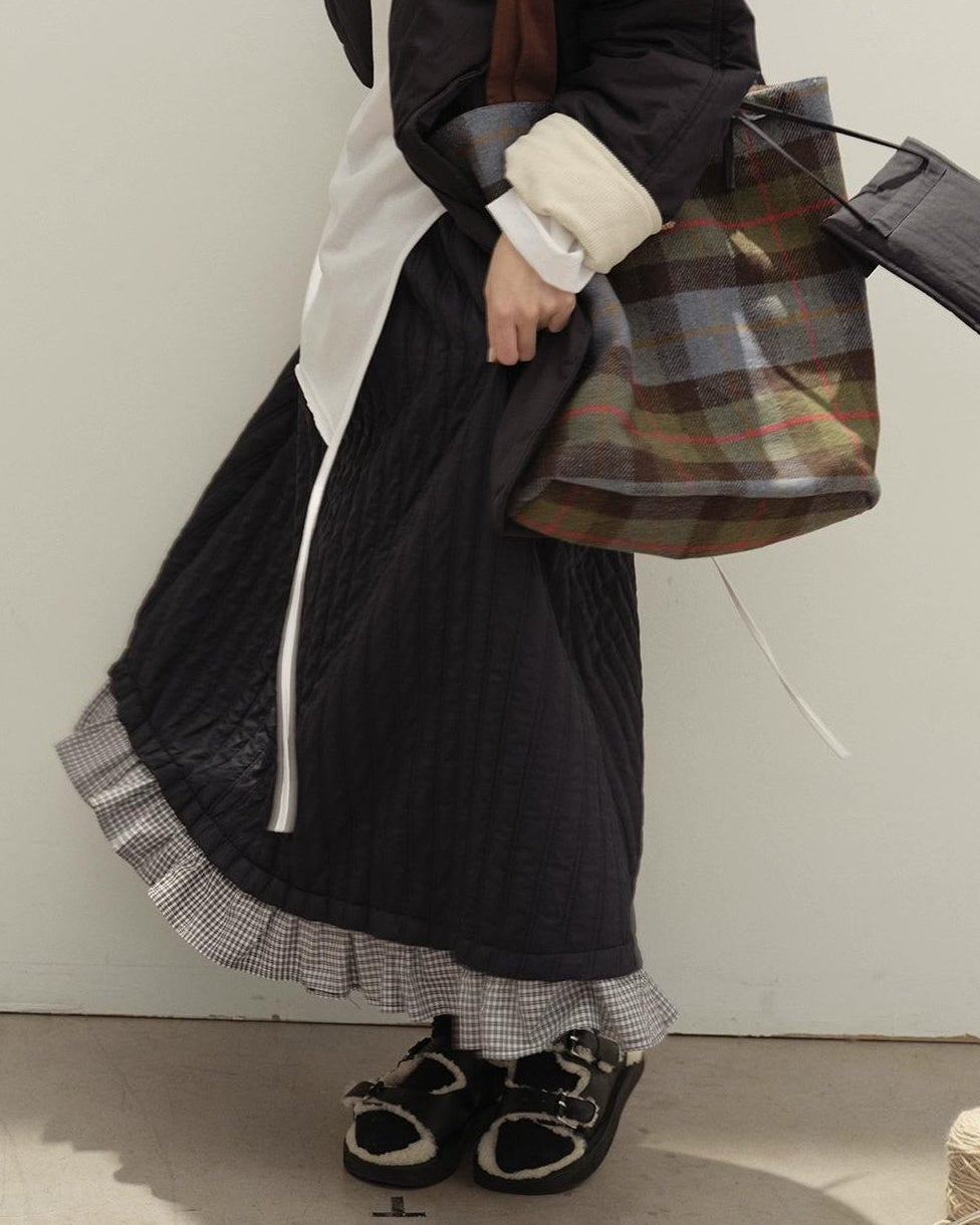 レトロチェックパッチキルトスカート 10135