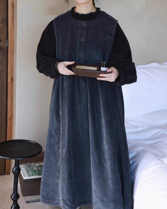 ハーフボタンコーデュロイベストワンピース 10062