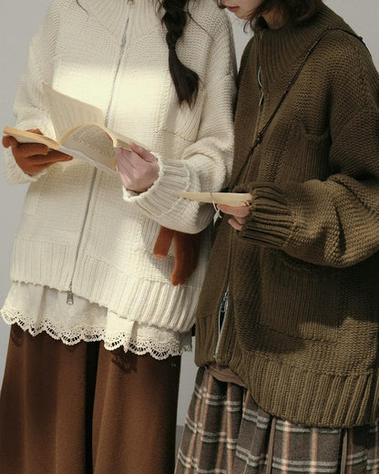 ハイネックジッパーポケットカーディガン 10174