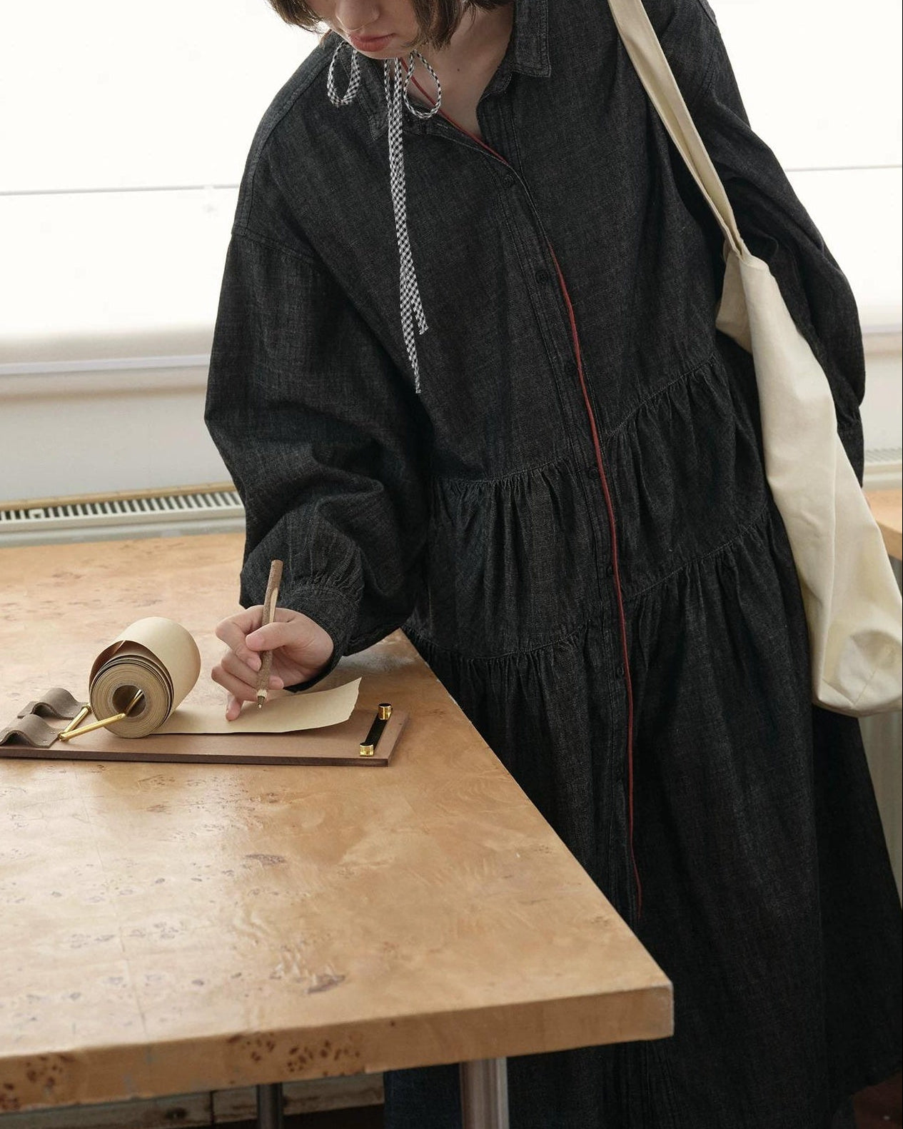 デニムロングルーズワンピース 10211