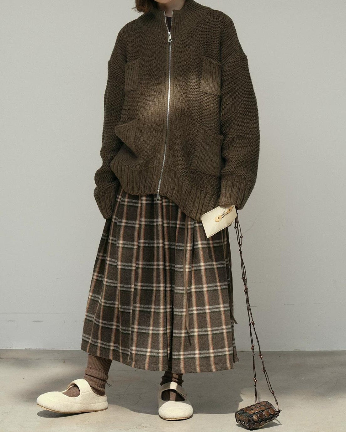 ハイネックジッパーポケットカーディガン 10174