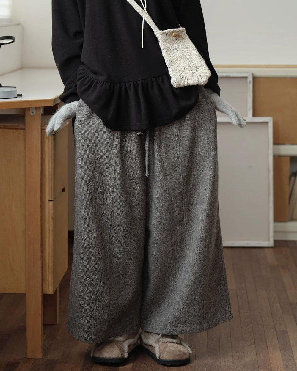 フォークロアワイドタックパンツ 10159