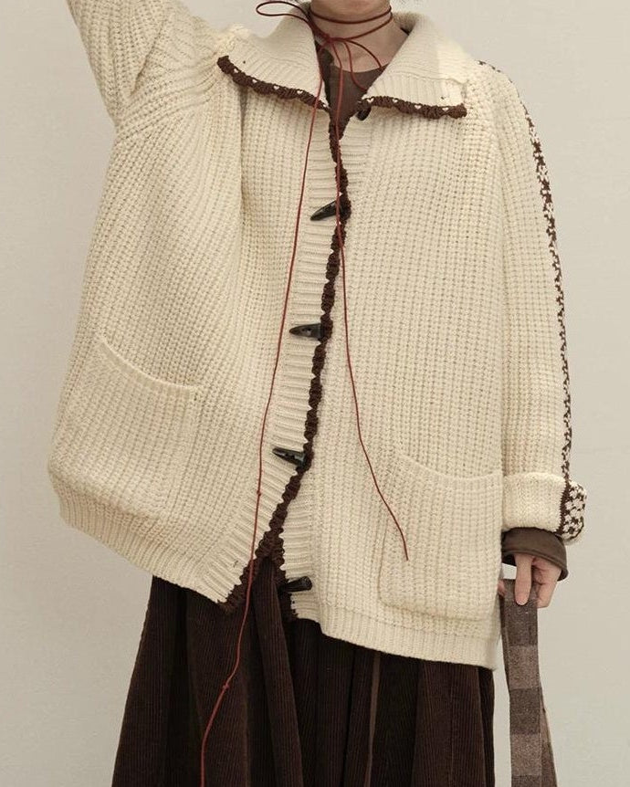 ラペルダッフルポケットニットカーディガン 10148