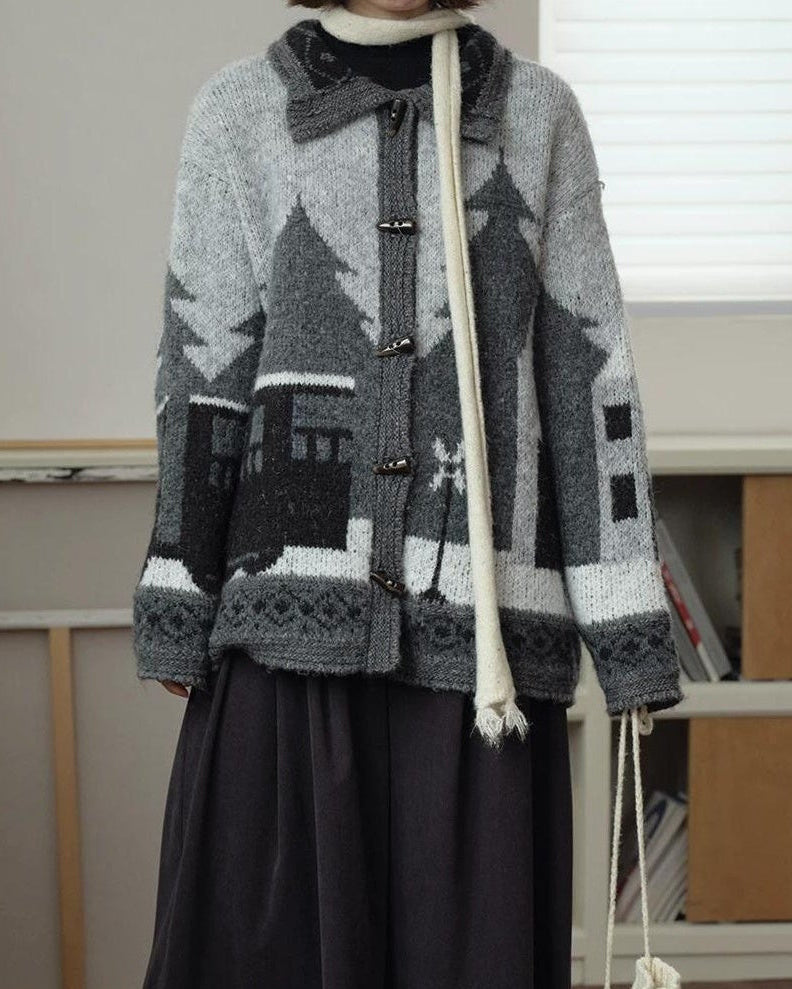 スカンディウッドパターンニットカーディガン 10165