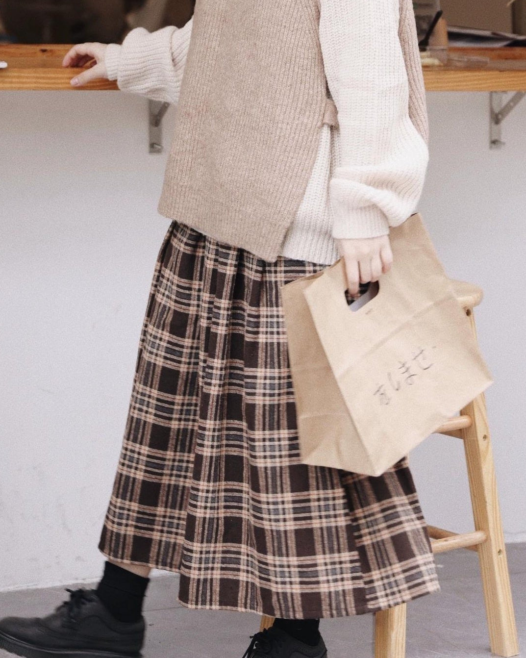 ヴィンテージチェックハイウエストスカート 10120