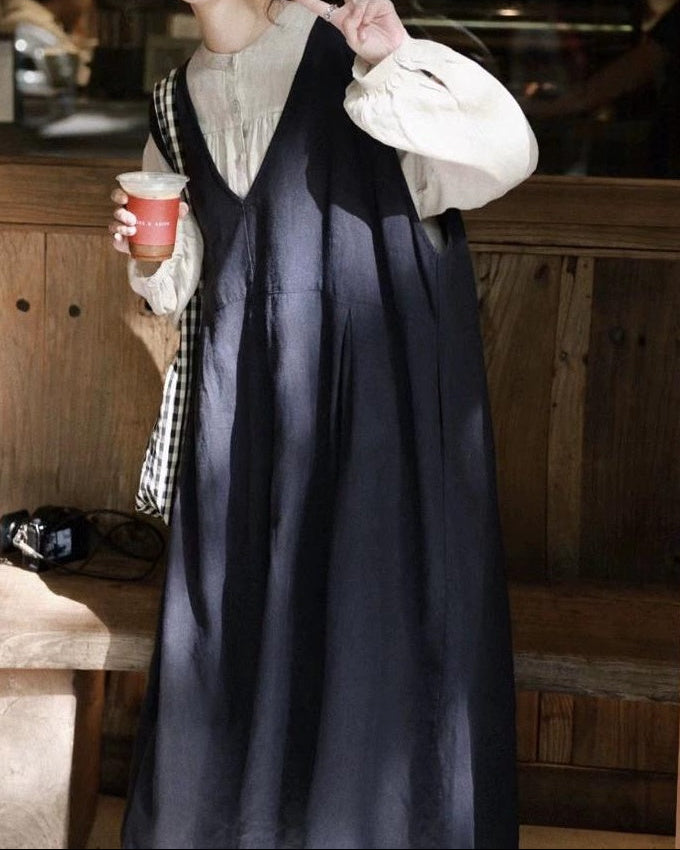 Vネックハイウエストベストワンピース 10079