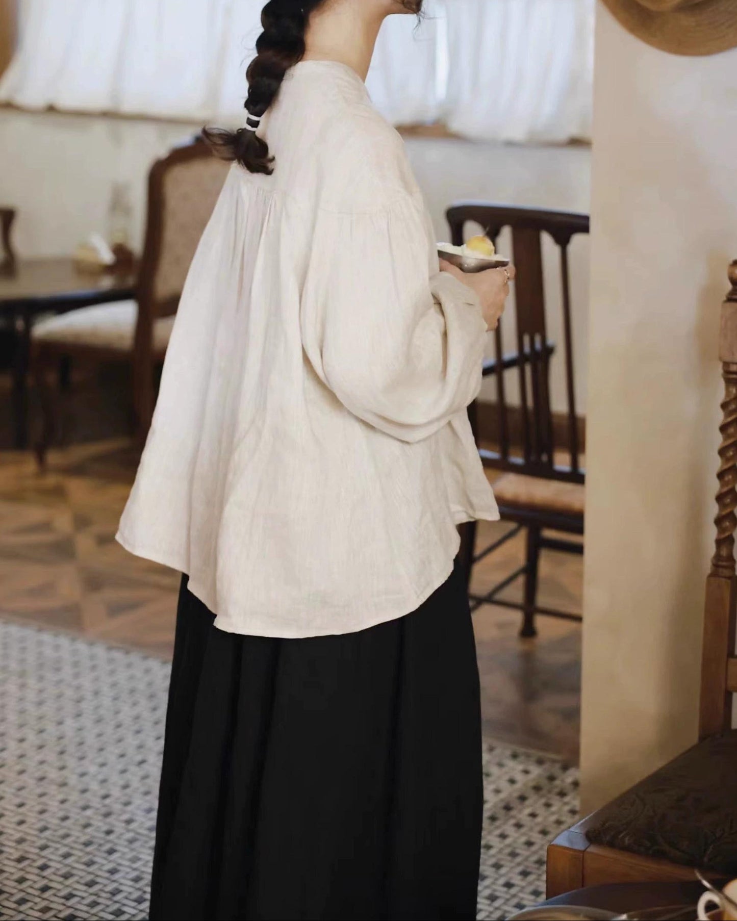 バンドカラーカウニフレアブラウス 10081