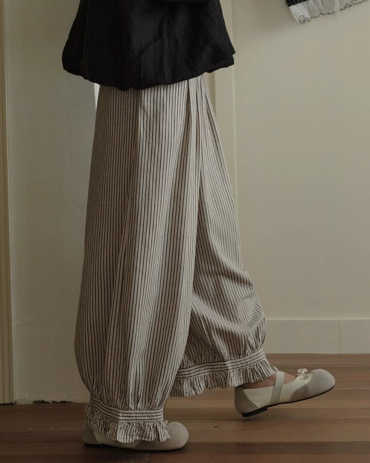 フリルヘムストライプワイドレッグ 10276