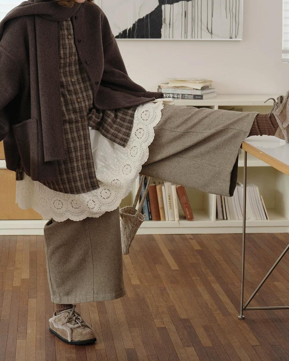 フォークロアワイドタックパンツ 10159