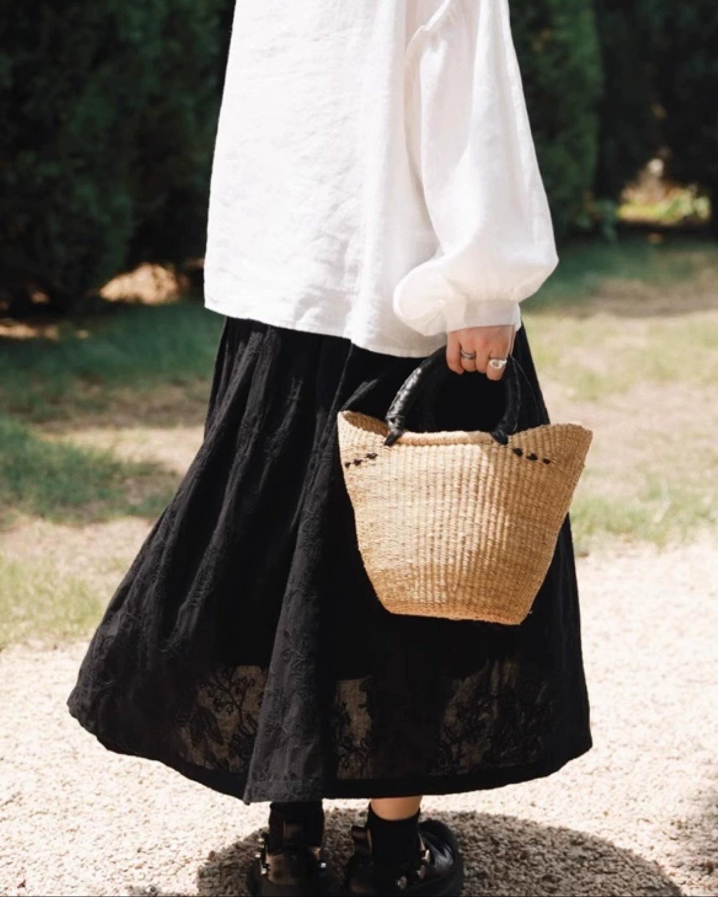 ハイウエストAライン刺繍スカート 10039