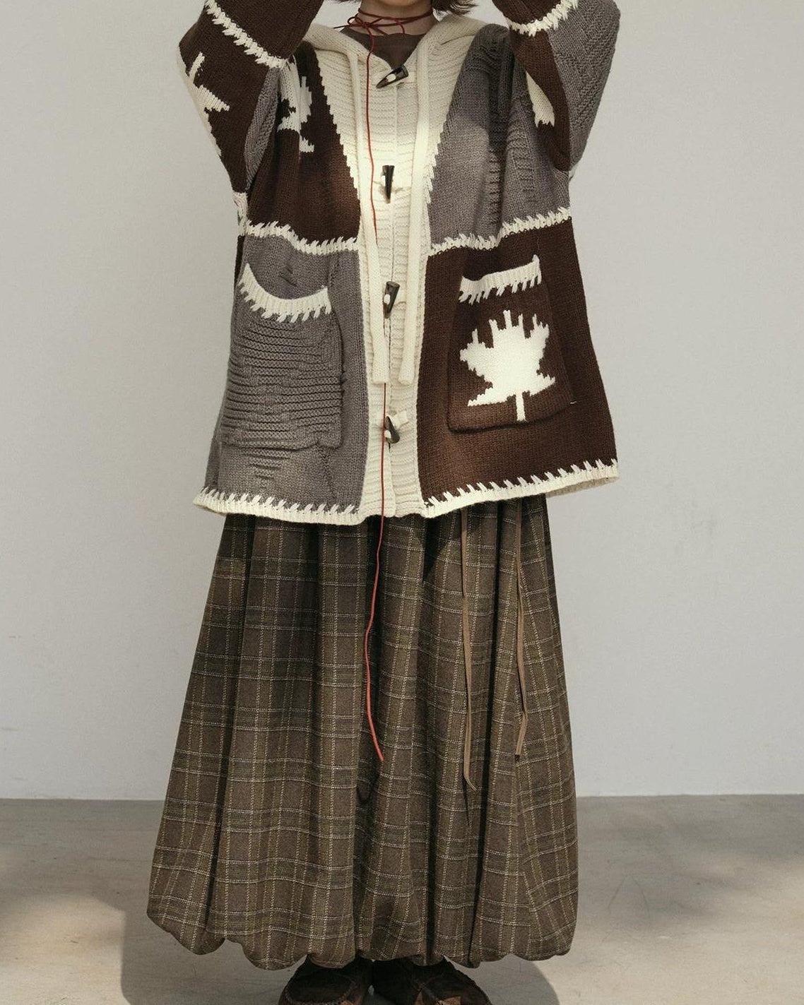 ランタンチェックミディスカート 10184