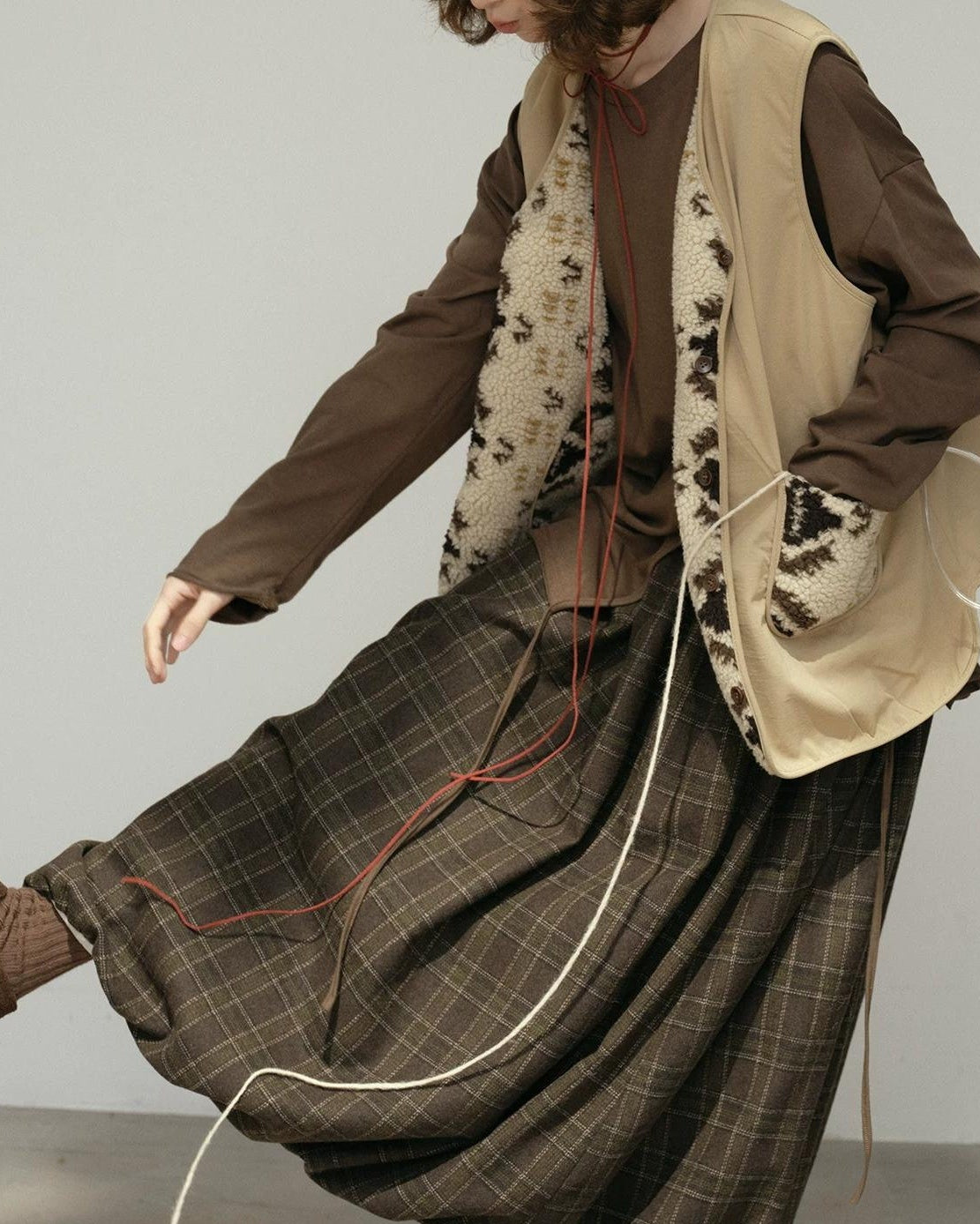 ランタンチェックミディスカート 10184