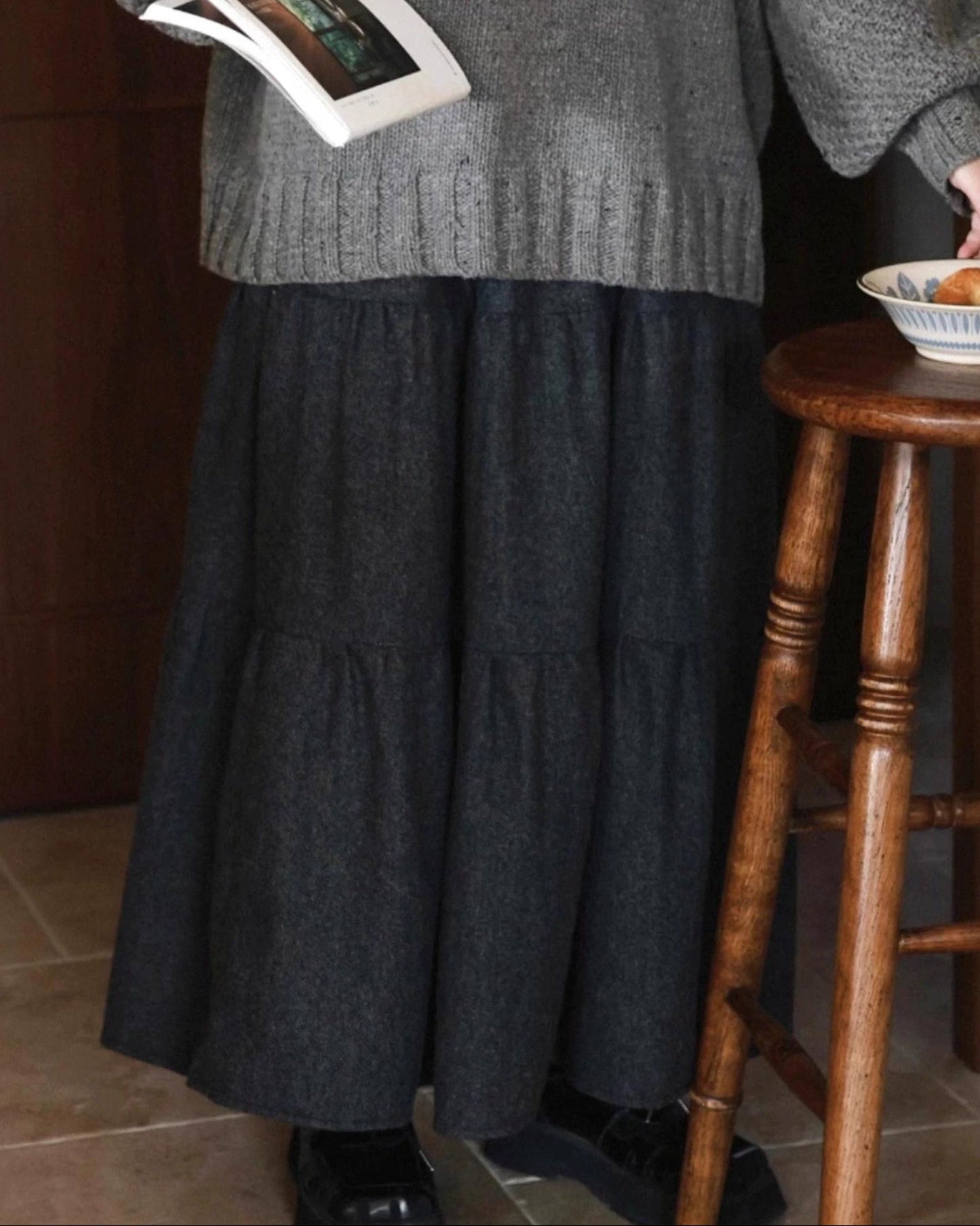 ハイウエストレトロティアードスカート 10037