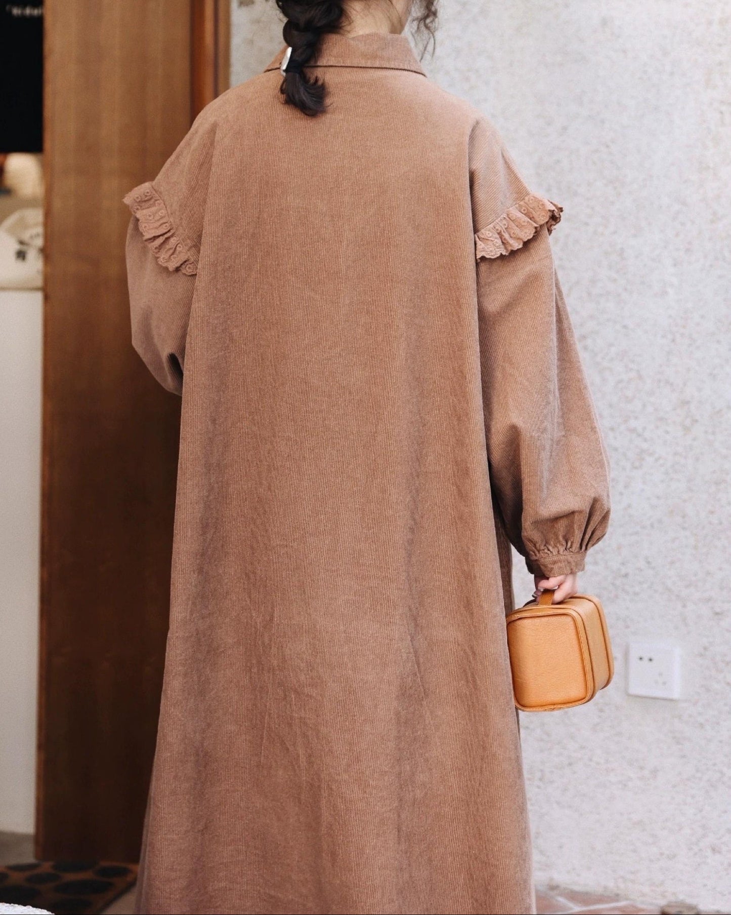 フィヨルドレースコーデュロイロングワンピース 10103