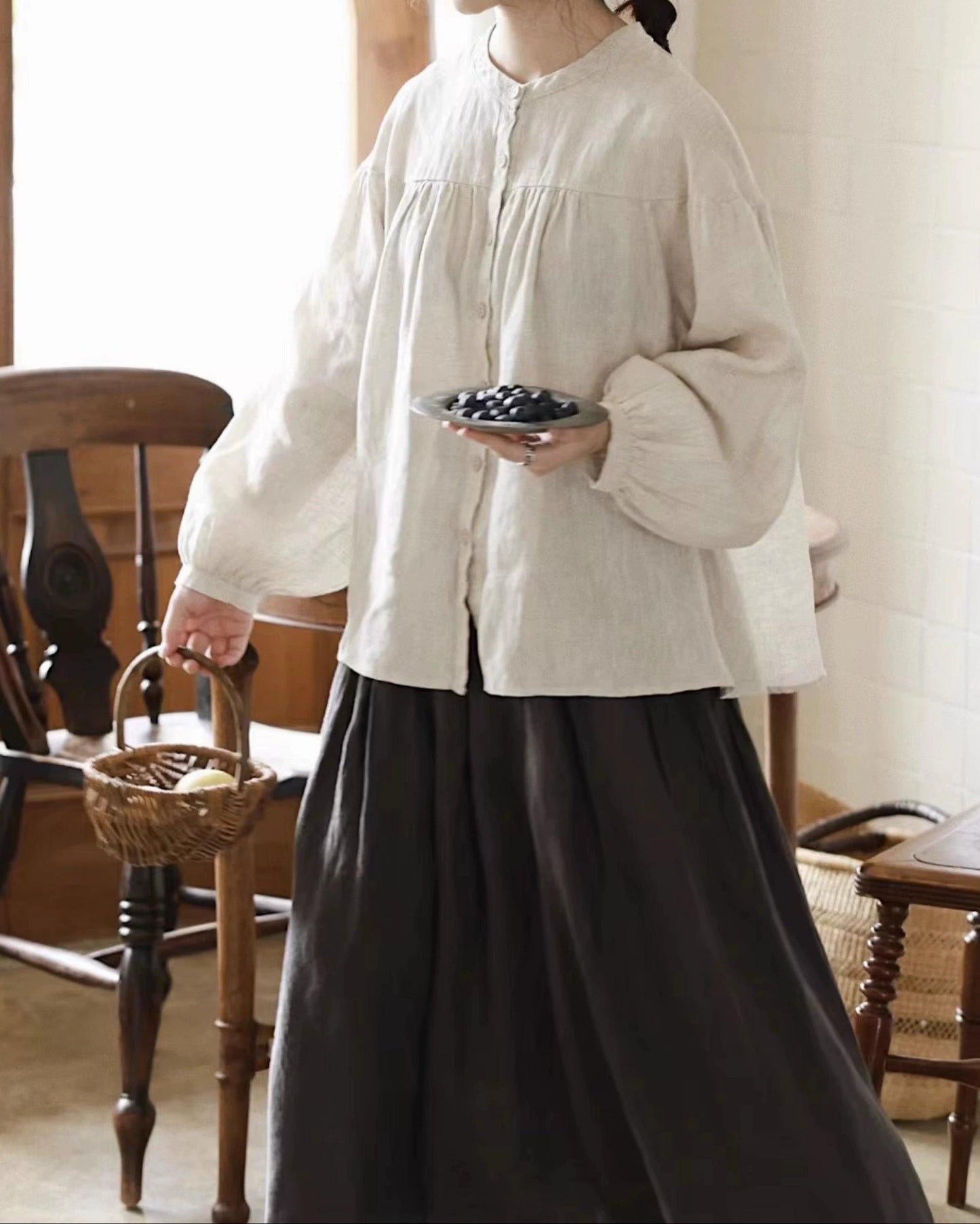 バンドカラーカウニフレアブラウス 10081