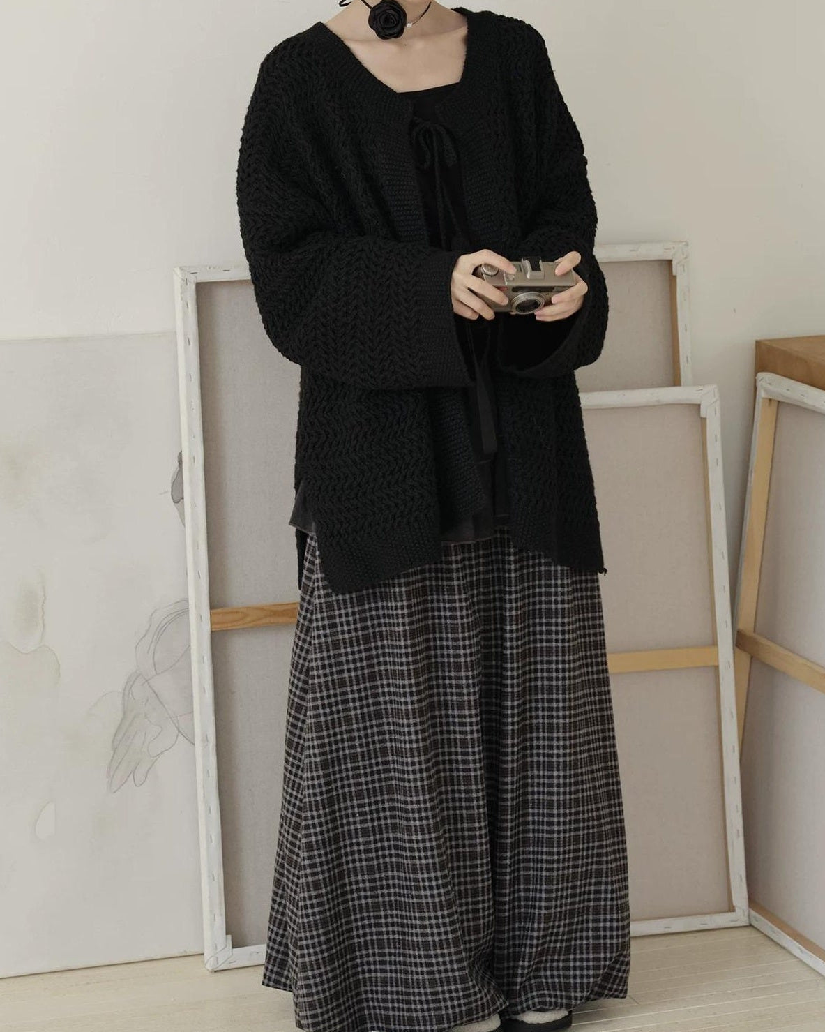 ラップランドレトロチェックロングスカート 10192