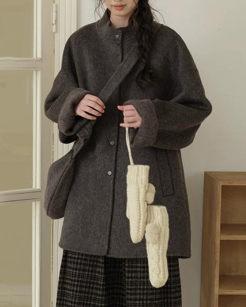 ニュアンスルーズスタンドカラーコート 10206