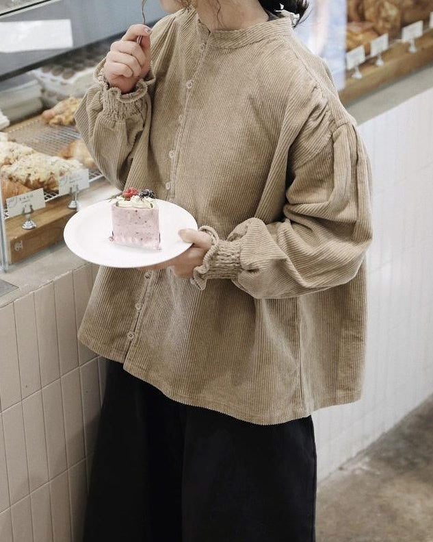 ナチュラルテクスチャーノーカラーブラウス 10102